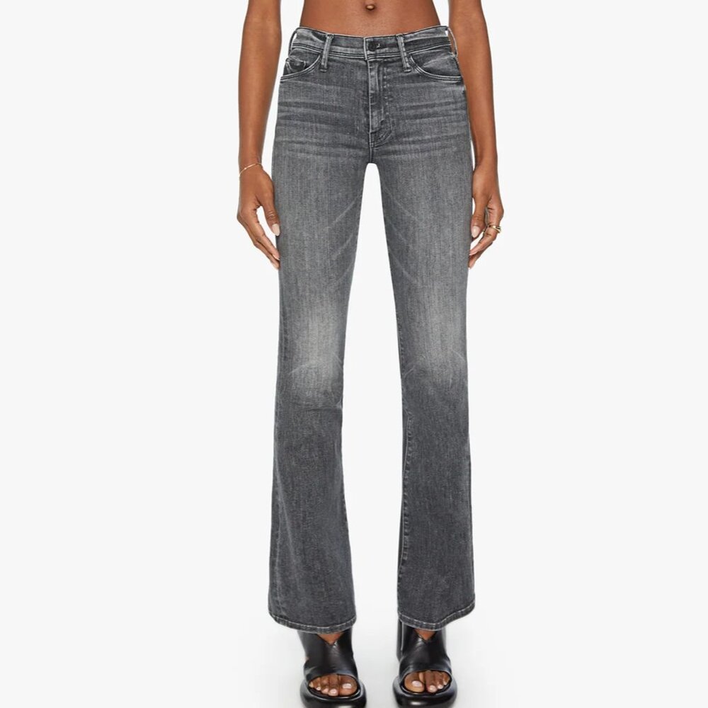 MOTHER High Waisted Runaway Train Stops Wash, Flare, Size 28